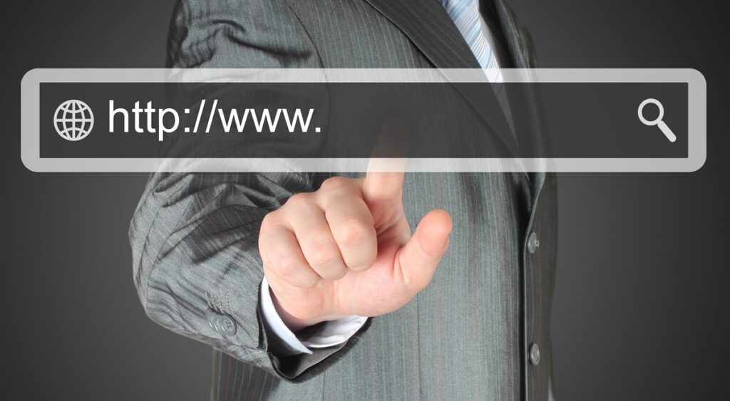 businessman grey suit domain name for website design